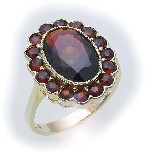 Ring m. Granat in echt Gold 333 Granatring alle Weiten Gelbgold Damen 8kt