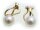 Damen Ohrringe Ohr Clips Gold 585 mit Perlen 8,5 mm Clip Gelbgold