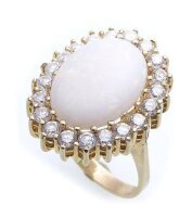 Damen Ring echt Opal 16 x 12 echt Gold 333 Zirkonia Gelbgold