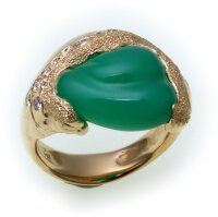 Damen Ring Einzelstück Diamant 0,80ct Chrysopras Gold 750 Sonderpreis Gelbgold