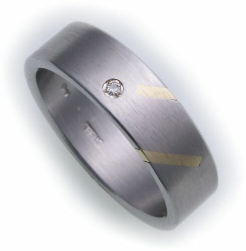 Damenring Ring Edelstahl Brillant 0,02ct m Gold 585