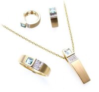 Schmuckset Brillant 0,08ct. echt Topas echt Gold 333 Gelbgold Diamant