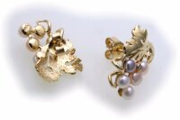 Damen Ohrringe Stecker echt Gold 585 Perlen Gelbgold...