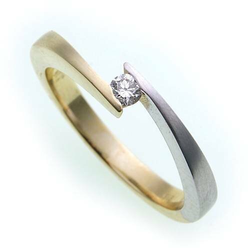 585er Gelbgold Damenring Goldring Diamant 18/56 mattiert 290€* authentic