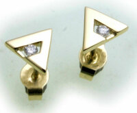Damen Ohrringe Stecker Gold 333 Brillant 0,05ct SI Gelbgold Diamant matt glanz