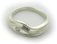 Damen Ring echt Silber 925 Zirkonia teilmattiert verg....