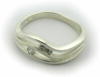 Damen Ring echt Silber 925 Zirkonia teilmattiert verg. Sterlingsilber Qualität