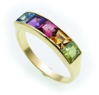 Damen Ring echte Edelsteine farb Gold 585 Regenbogen...