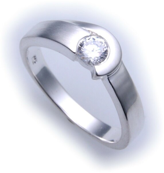 exkl. Damen Ring echt Silber 925 mit Zirkonia teilmatt Qualität Sterlingsilber