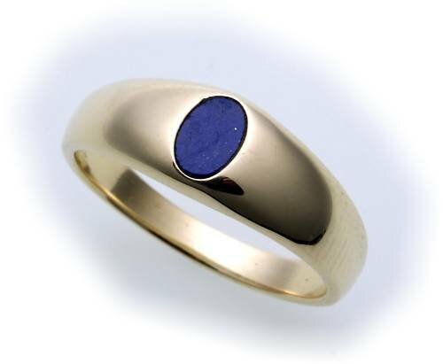 Neu Herren Ring echt Gold 585 14 karat Lapis Lazuli echt Gelbgold Qualität Top