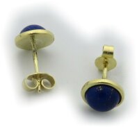 Ohrringe echt Lapis Lazuli echt Gold 585 Stecker Ohrstecker 14kt  Gelbgold Damen