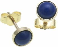 Ohrringe echt Lapis Lazuli echt Gold 585 Stecker Ohrstecker 14kt  Gelbgold Damen