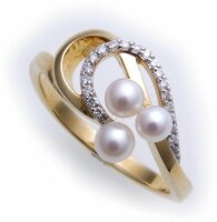 Damen Ring echt Gold 585 Brillant 0,10ct und Perlen...