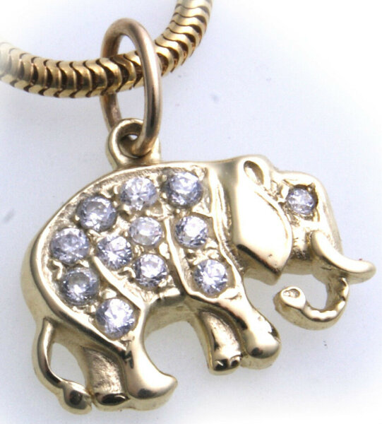 Anhänger echt Gold 333 Elefant mit Zirkonia gefasst Gelbgold Unisex Qualität er-