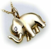 Anhänger Elefant echt Gold 333 Brillant 0,01ct massiv Gelbgold Diamant