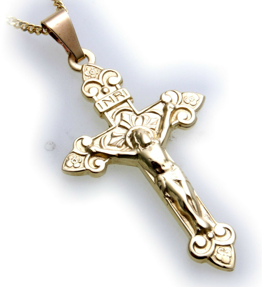 Anhänger Kreuz mit Jesus echt Gold 333 Gelbgold Top Qualität INRI Uni,  201,14 €