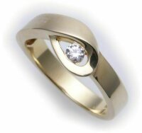 Damen Ring echt Gold 333 Zirkonia teilmattiert Gelbgold...