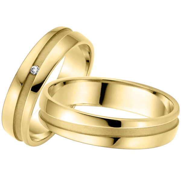 Neu Trauringe Rauschmayer 05531 in 585/- Gelbgold mit Brillant 0.015 ct. w/si