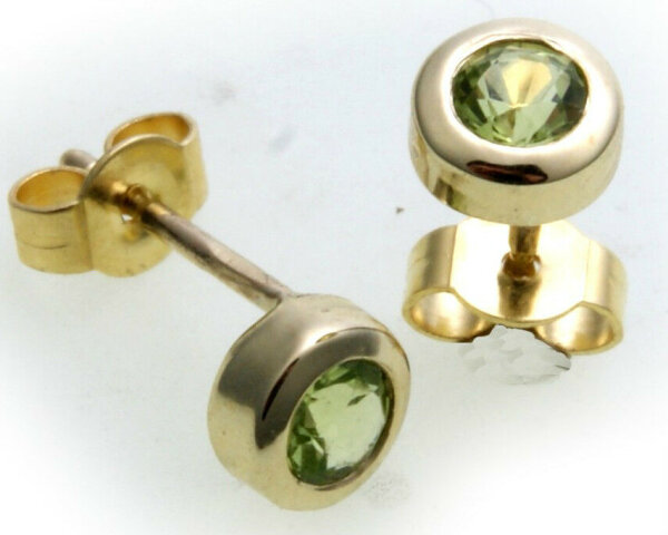 Ohrringe Stecker Peridot echt Gold 333 Damen Ohrstecker 8kt  Gelbgold grün Neu