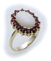 Damen Ring m. Granat u. Opal in Gold 333 Gelbgold Granatring 8052/3GR.OP