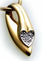 Anhänger echt Gold 585 Diamant Herz teilrhodiniert Gelbgold Damen Herzform