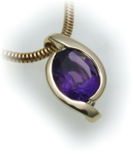 Anhänger echt Gold 585 echt Amethyst 9x7mm Qualität  Gelbgold Damen 14kt