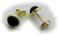 Damen Ohrringe echt Onyx Gold 333 Stecker Ohrstecker Gelbgold 8 karat 8 mm Neu