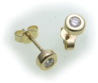 Damen Ohrringe Ohrstecker echt Gold 585 Brillant 0,15 ct Gelbgold 5 mm Diamant