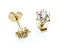 Damen Ohrringe Stecker  Zirkonia echt Gold 333...