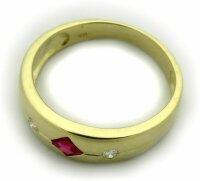 Damen Ring Rubin m. Diamant 0,04ct echt Gold 750 18 karat Gelbgold Brillant Neu