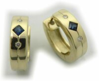 Damen Ring Saphir m. Diamant 0,04ct echt Gold 750 18 karat Gelbgold Brillant Neu