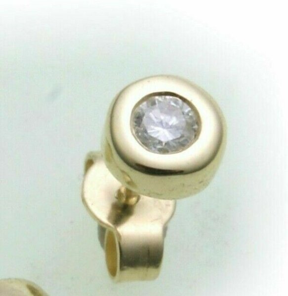 Herren Ohrringe Ohrstecker echt Gold 750 Brillant 0,05 ct 18 kt Gelbgold Diamant