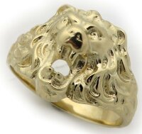 Herren Ring echt Gold 585 Löwe Löwenkopf Gelbgold 14 karat massiv Qualität Damen