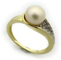 Neu Anhänger Tropfen Zirkonia echt Gold 333 Gelbgold 8 karat Perle 8 mm Qualität