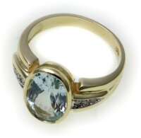 Neu Damen Ring echt Aquamarin Diamant 0,08 ct echt Gold...