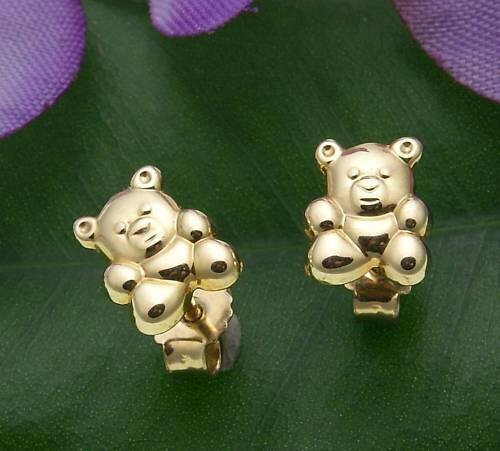 Neu Kinder Ohrringe Stecker Teddybär echt Gold 333 Ohrstecker 8kt Bär Gelbgold