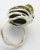 Neu Ring groß echt Natur Bernstein grün Ostsee echt Silber 925 Sterlinsilber Top