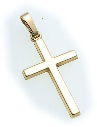 Anhänger Kreuz echt Gold 585 poliert 26 mm 14kt Gelbgold Qualität günstig Unisex