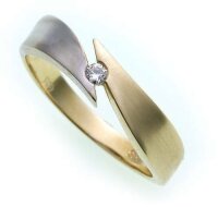 Damen Ring Brillant 0,05ct echt Gold 585 Bicolor Gelbgold...