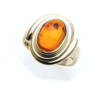 Damen Ring echter Bernstein aus de Ostsee echt Gold 585...