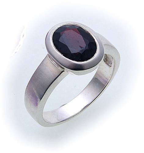 Damen Ring m. Granat in Silber 925 Sterlingsilber Granatring matt.