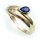 Damen Ring Safir Saphir echt Gold 585 14 karat Brillant 0,02ct Gelbgold Diamant