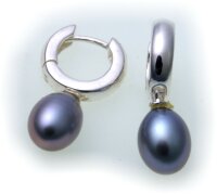 Ohrringe Creolen Perle echt Silber 925 Klappcreolen...