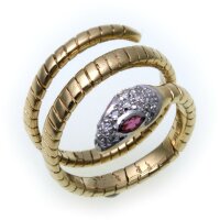 Schlangenring echt Gold 585 mit Rubin Zirkonia Ring...