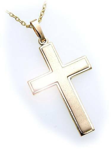 Anhänger Kreuz echt Gold 333 41 mm teilmatt. massiv Qualität 8kt Gelbgold Unisex