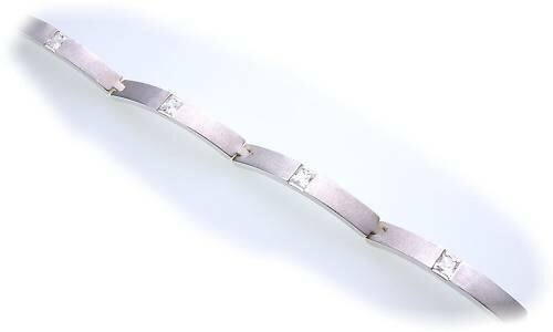 Armband Zirkonia echt Silber 925 mattiert 18,5cm Sterlingsilber