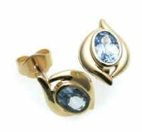 Damen Ohrringe Stecker echt Topas 6 x 4 mm Gold 333...