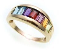 Damen Ring echte Edelsteine farb Gold 585 Regenbogen...