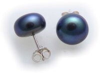 Neu Ohrringe Stecker Perlen grau 8 mm echt Silber 925...