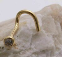 Piercing Nase echt Gold 750 Zirkonia Nasenstecker Gelbgold Qualität weiß